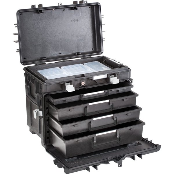 Gray Tools Tool Storage, 4 Drawer, Black, Polymer, 15 in W x 23 in H 941004